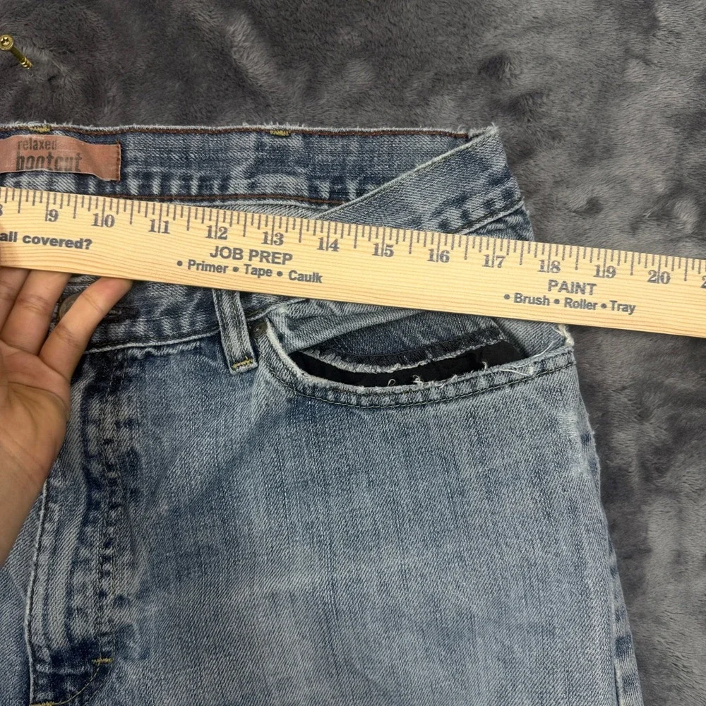 Lee Jeans Pants Mens 36x32 Blue Relaxed Bootcut Distressed Light Wash Dungarees